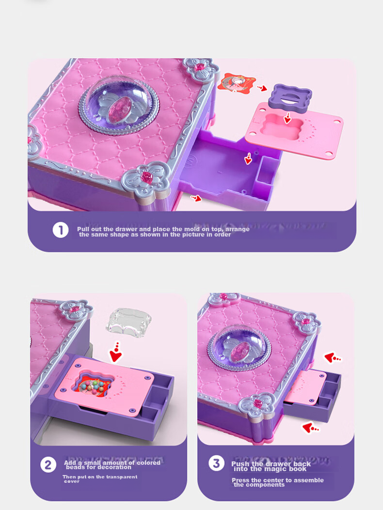 Dayanxiaowa Children's Sticker Machine, Guka Magic Box, DIY Handmade Stickers, Gemstone Rings, Toys for Girls Aged 3-6, Birthday Gifts 3
