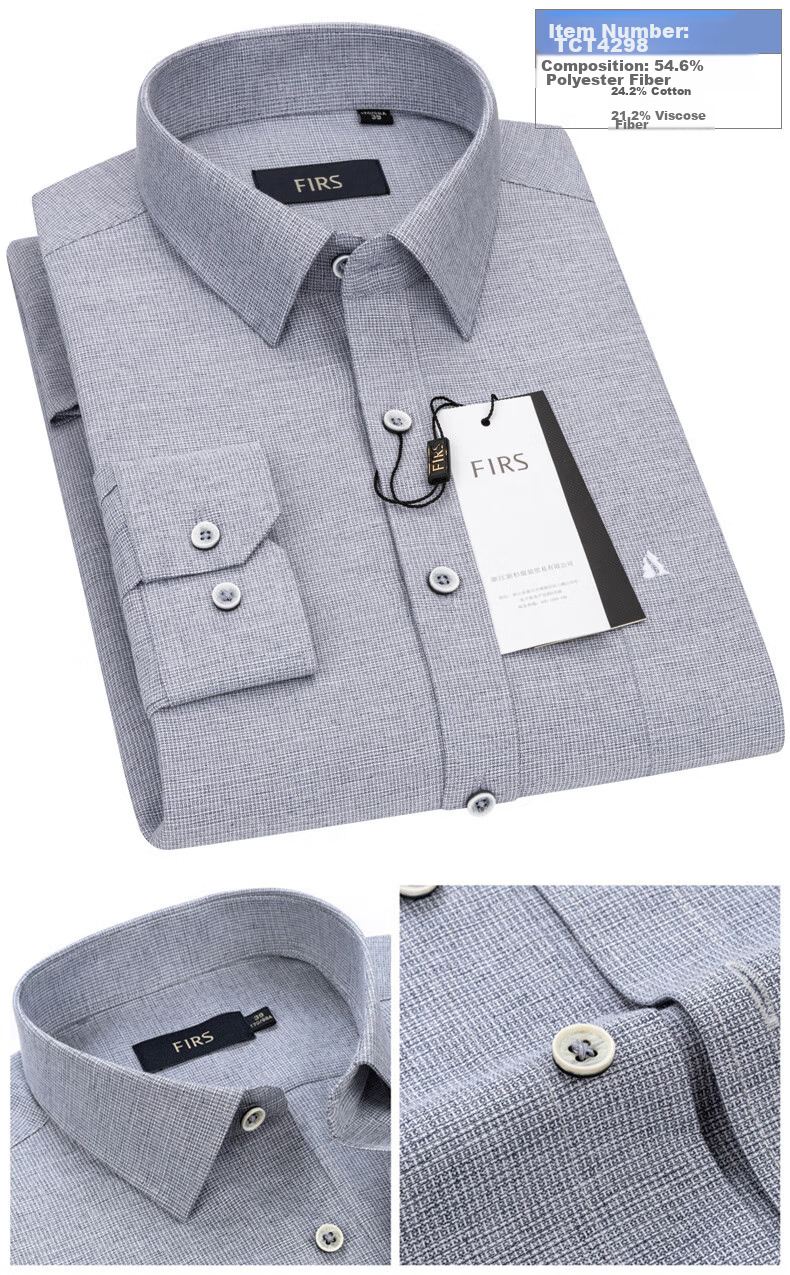 FIRS Men's Long-Sleeve Plaid Casual Shirt, Middle-Aged Business Formal Wear, Wrinkle-Free TCT4296 (Long-Sleeve Style), Size 41 8