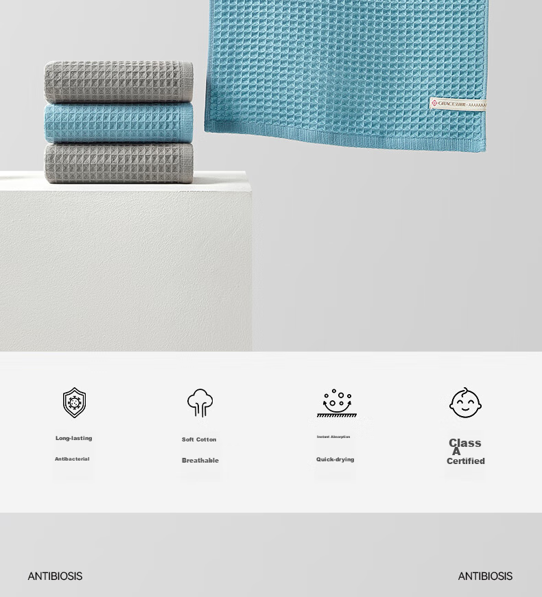 Grace 10A Antibacterial Towel, Pure Cotton Face Towel for Men, Soft Bath Towel, Quick-Drying, Suitable for Both Men And Women, Sports Use 2