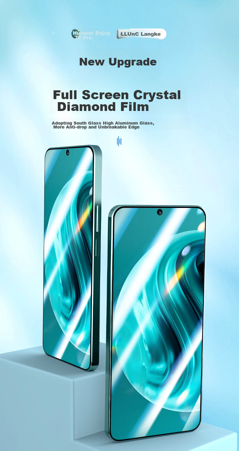 LLUNC [2-Pack] Tempered Glass Screen Protector for Huawei Enjoy 70 Pro, Full Coverage Ultra-Thin All-Glass Protective Film, Shatterproof Anti-Fingerprint Screen Film 2