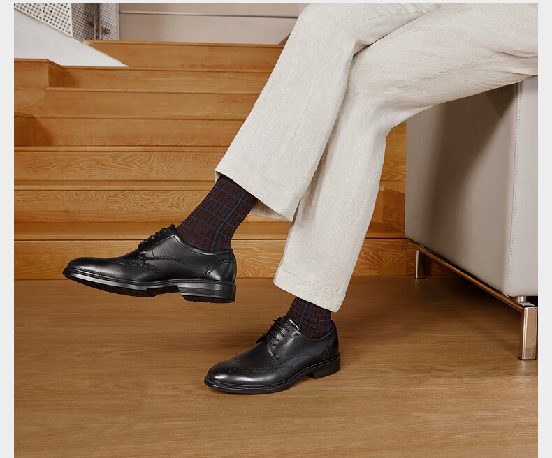 ECCO Formal Leather Shoes for Men, Height-Increasing Brogue Carved Cowhide Derby Shoes, Lisi 622164, Black, Size 42 9