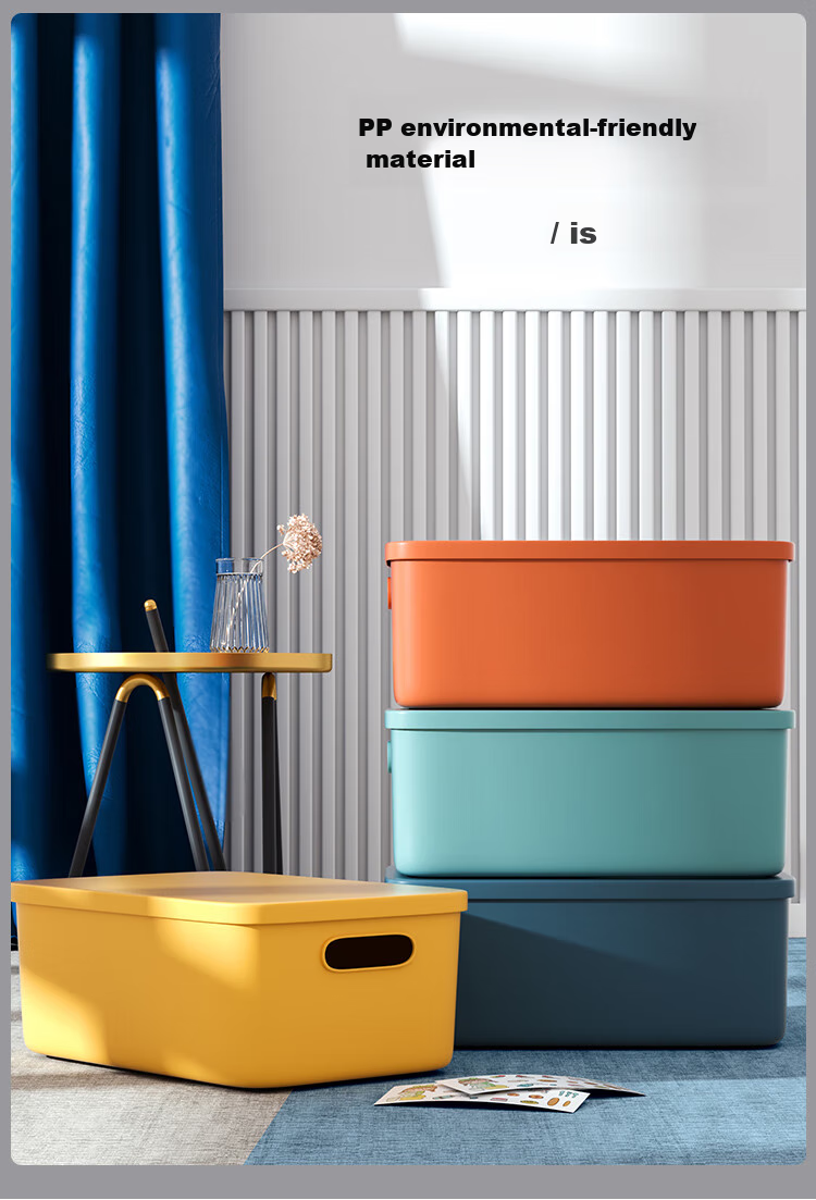 Shengnishangpin Storage Box, Desktop Organizer Basket, Medium Size 8L, Snack And Office Miscellaneous Storage Container, with Lid, Set of 4 3