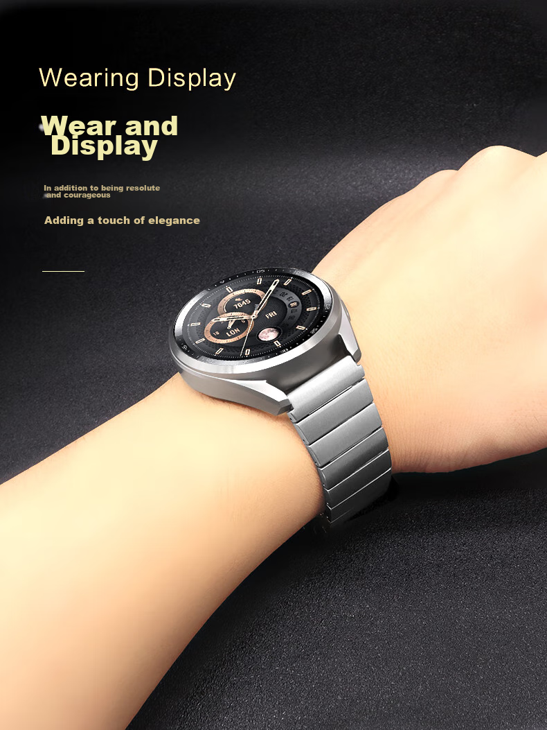 Watchbond Titanium Metal Strap Compatible with Huawei Watch Ultimate 2, GT7 Pro/6 Pro/Watch6/6 Pro/5/GT7/GT6/5/4, All-Titanium Metal Men's Watch Band 10
