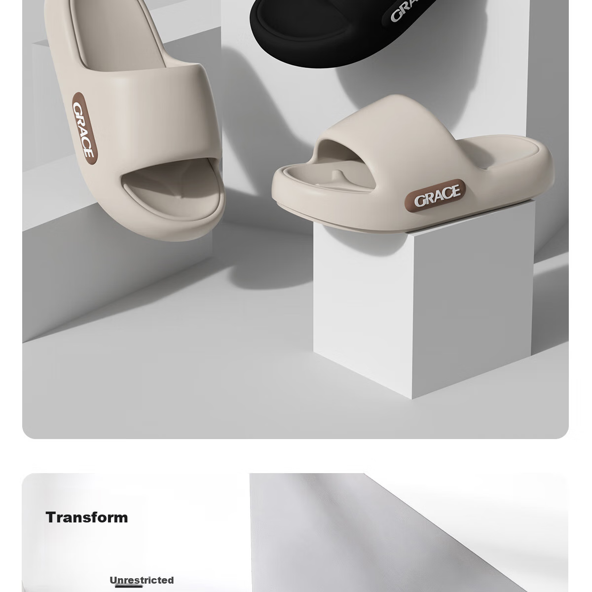 Grace Slippers for Men, Summer Home Use, Squishy EVA Thick-Soled Bathroom Shower Non-Slip Odor-Resistant Soft Elastic Sandals 17