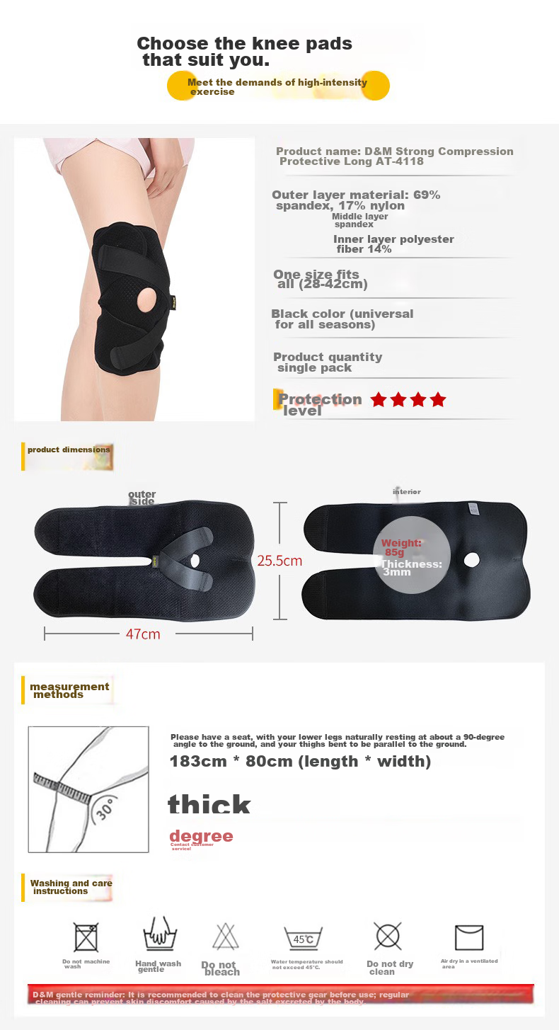 D&M Sports Knee Pads for Men, Basketball Protective Gear, Lightweight Breathable Soccer Knee Pads, Imported from Japan, Black, Single Pack 4