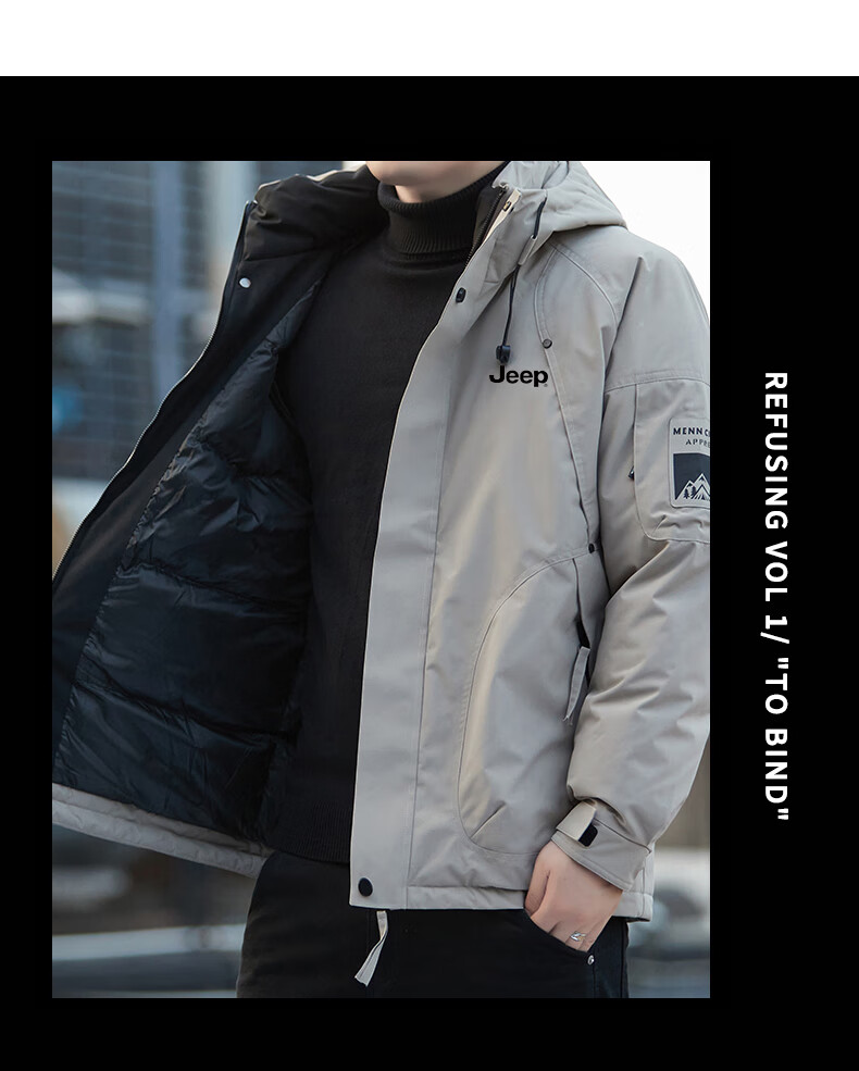 JEEP Men's Cotton Padded Hooded Thick Warm Casual Jacket Black 4XL Autumn Winter New 6