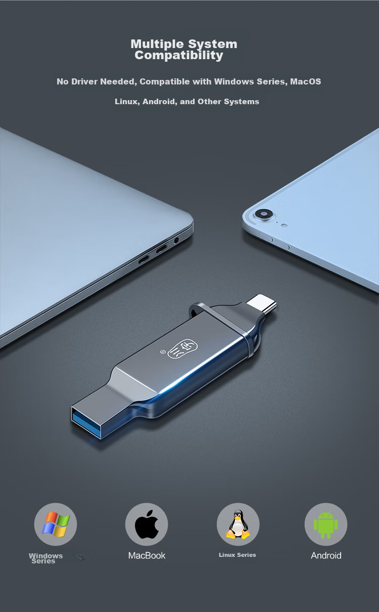 Chuanyu [Dual Card Dual-Read] USB3.2Gen1/TypeC High-Speed SD/TF Multi-Functional Computer/Apple/Android Phone Camera Drone Pocket Card Reader 8