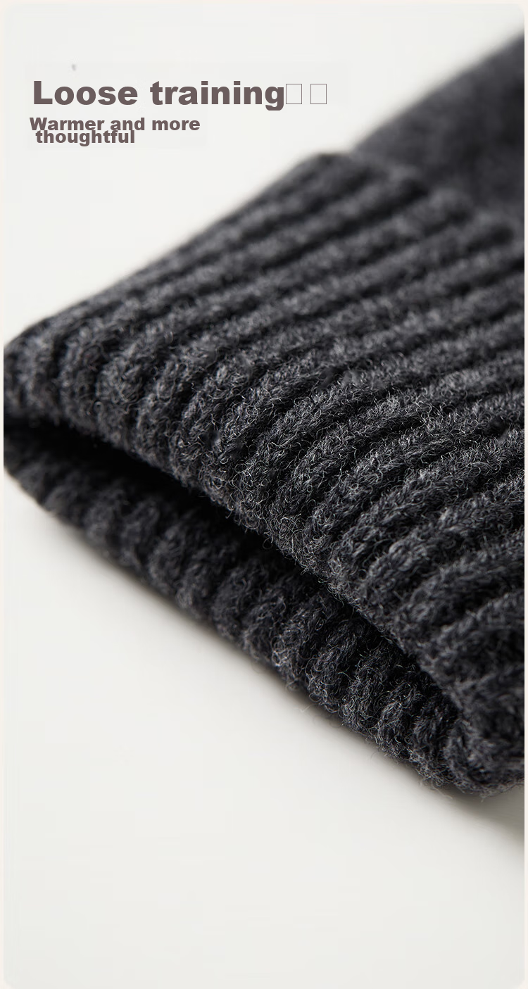 JIUMU 100% Wool Warm Gloves for Men, Winter Thickened Cold-Proof Touchscreen Compatible Knitted Woolen Gloves 7
