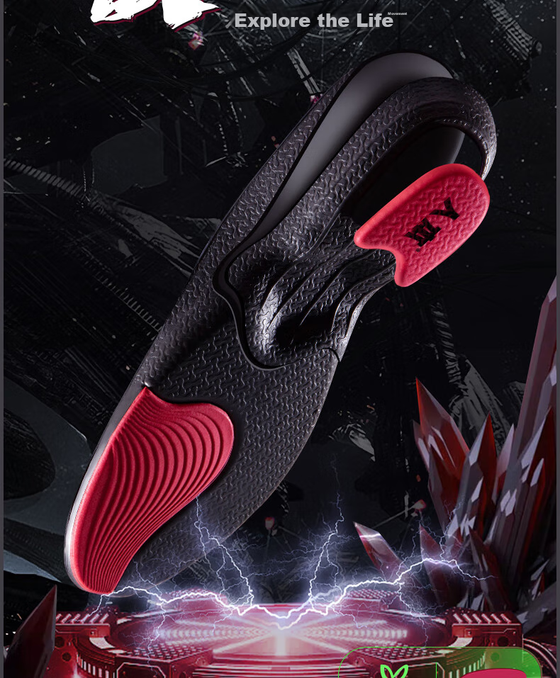 RENBEN 2 Pairs of Sports Insoles for Men, Sweat-Absorbing, Breathable, Shock-Absorbing, Arch Support, Basketball Running Insoles for Women, 6628 Black And Red, Size 35-36 4