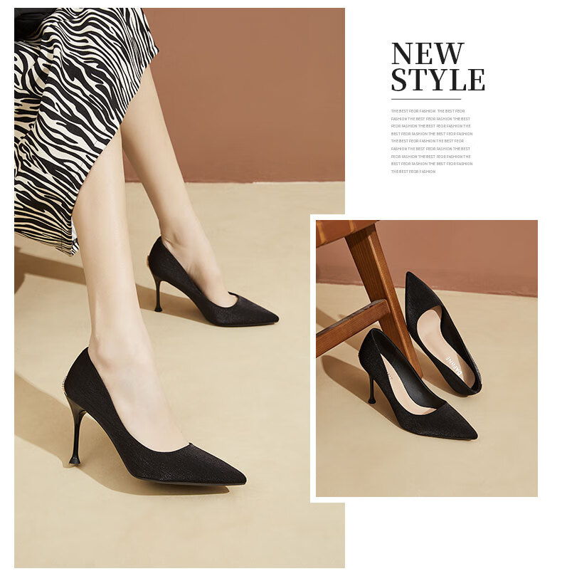 DAPHNE Pointed Toe Stiletto Elegant High Heels for Women, Black Versatile to Match Dresses, Height-Increasing Women's Shoes, Black, Size 35 3
