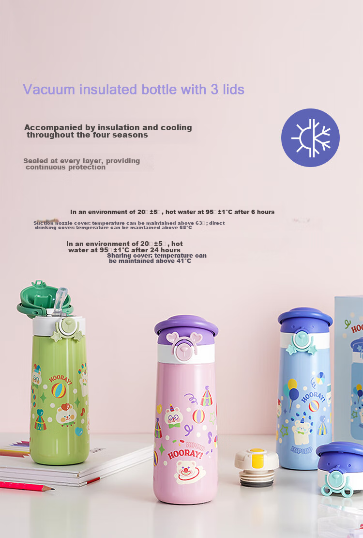 LOCK&LOCK Children's Insulated Cup, Elementary School Student Sports Water Bottle, Kindergarten Straw Cup, 316L Stainless Steel Cup, Blue, 500ML 8