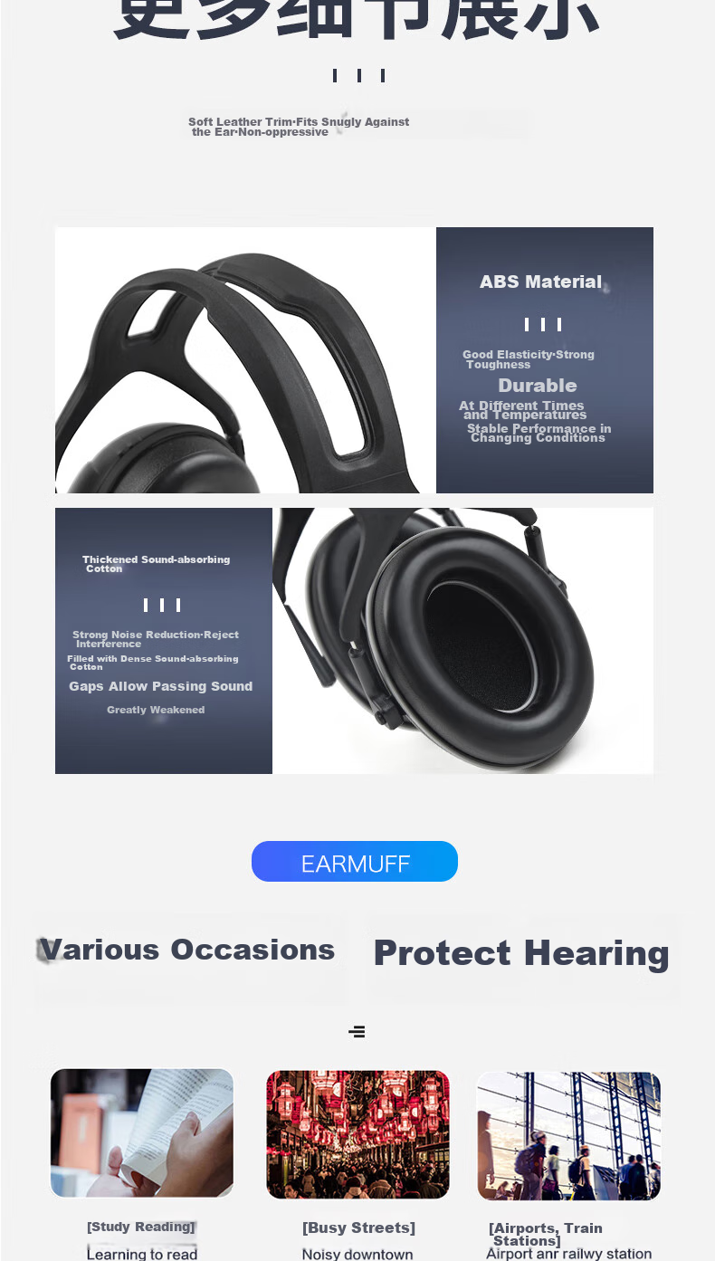VIAN Soundproof Earplugs for Sleep, Dormitory, Factory, Professional Noise Reduction Device, Study Anti-Interference Headphones 11