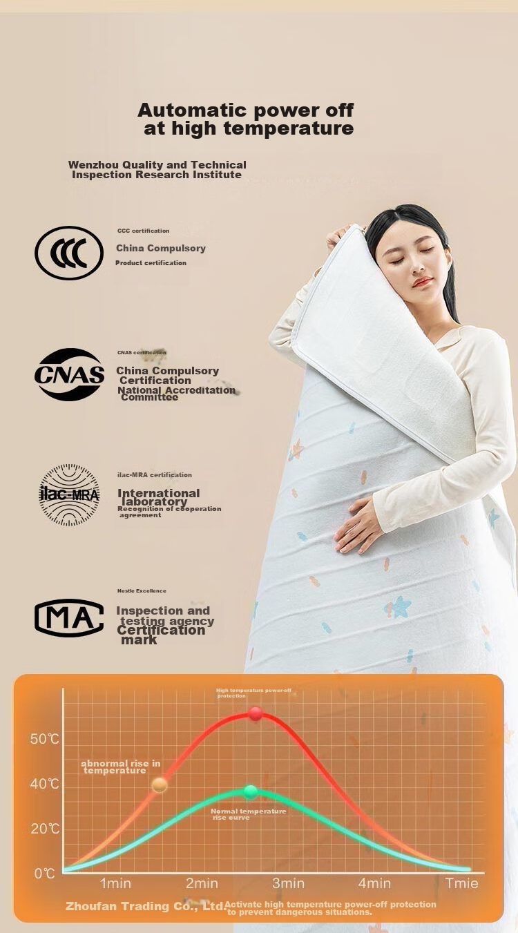 JD Original Electric Heating Blanket with Timer, High Temperature Cut-Off, Mite Removal, Dual-Sized, Dual-Temperature Control, 1.5×1.8 Meters, Khaki, Sold by JD 4