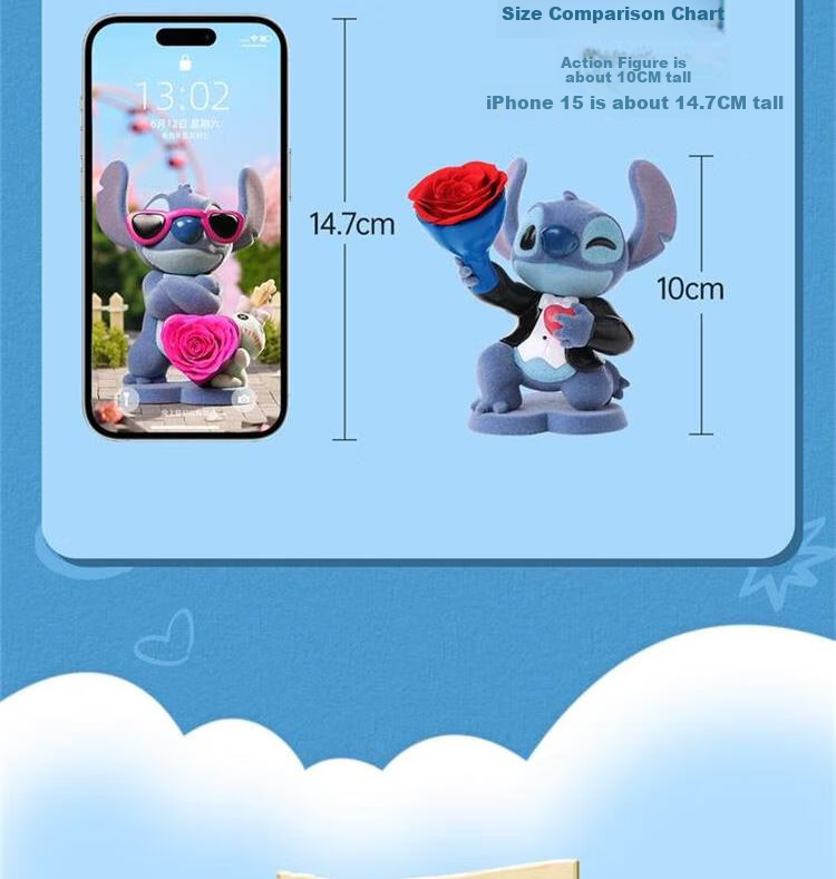 Bozhiting Stitch Blind Box Toy Figurine, Desktop Decoration, Preserved Flower, Birthday Gift 4