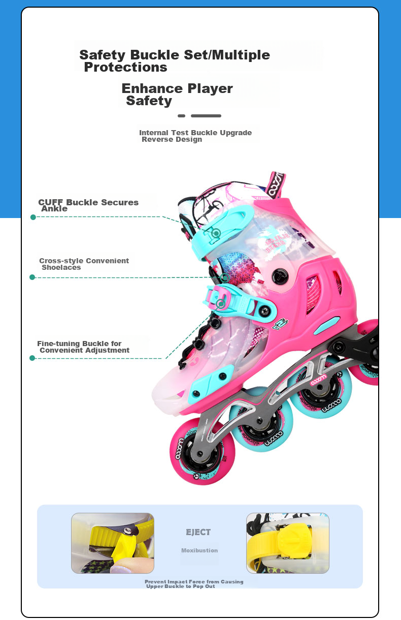 Migao Roller Skates for Children, Inline Skates for Boys And Girls, Flat Skate Shoes, Complete Set with Adjustable Straight Wheels S7 Pink Set Size M 10