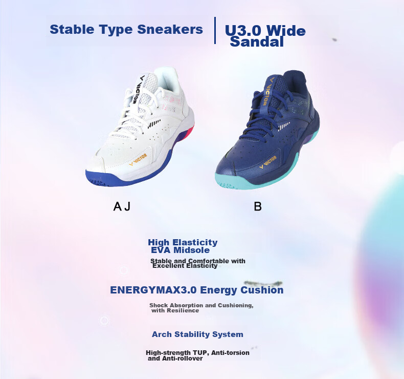 VICTOR Badminton Shoes, All-Round Competition Model, Shock-Absorbing Power Cushion, for Men And Women P8500TD, Pearl White/light Purple, Size 36 2