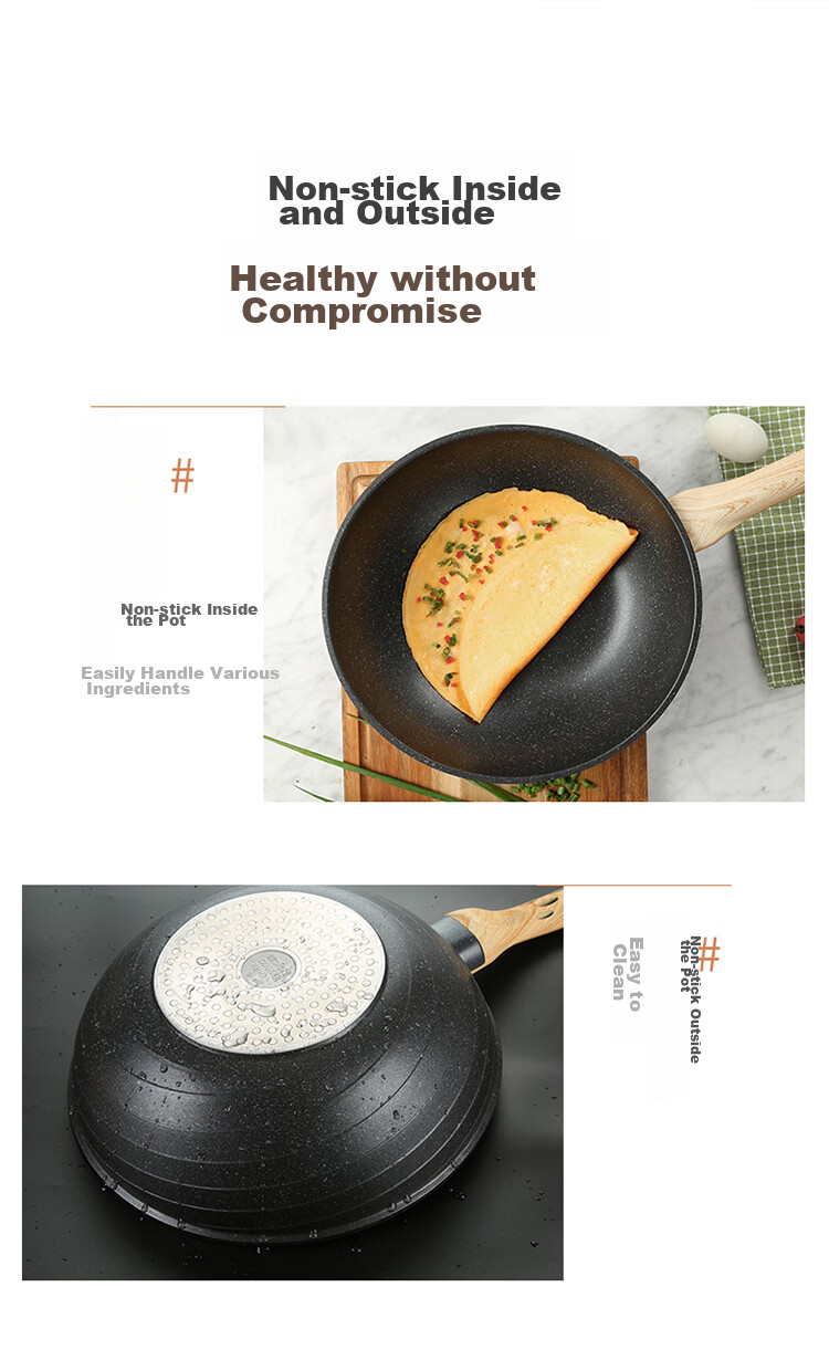 COOKER KING Non-Stick Wok, Easy to Clean, Maifanshi Color Stir-Fry Pan, 32cm, Compatible with Induction Cookers, Obsidian Series CG32HY 4