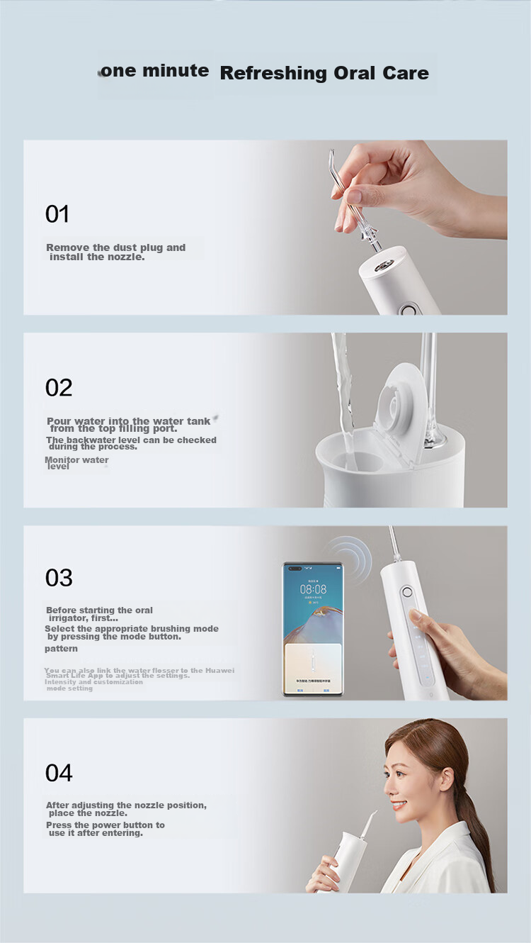 Hongmengzhixuan Liboide Smart Oral Irrigator for Adults, Water Flosser for Teeth Orthodontics, 200ML Water Tank, Birthday Gift for Boyfriend Or Girlfriend, Wedding Present 9