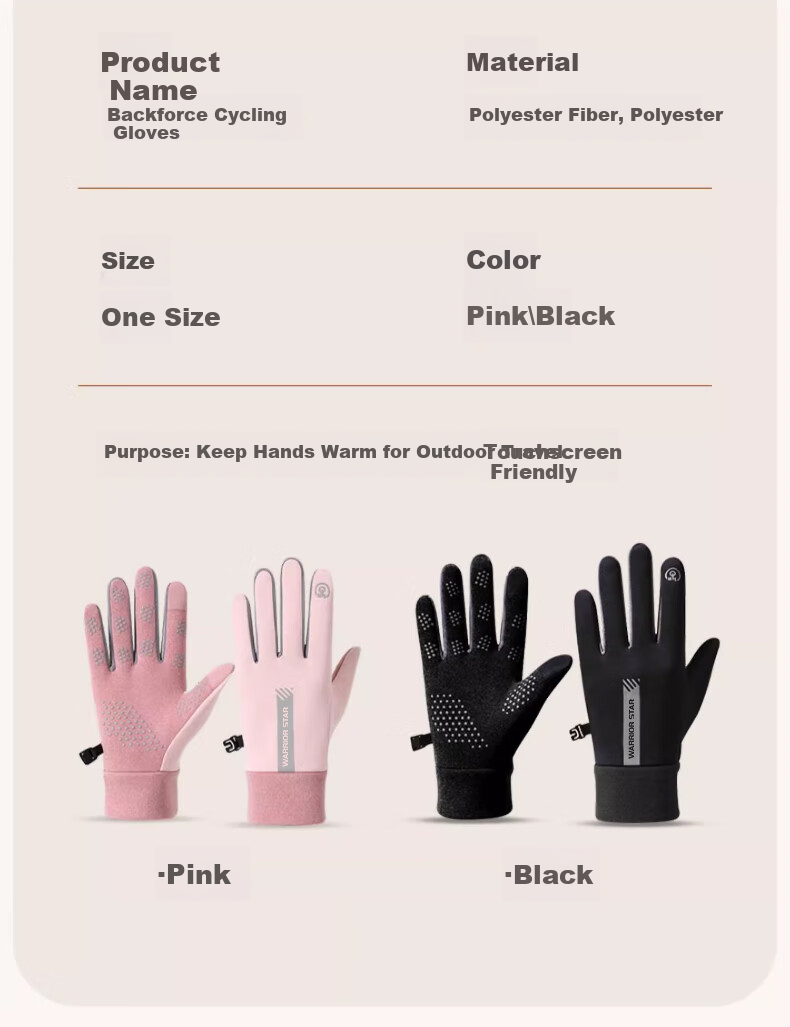 Huili Women's Gloves for Autumn And Winter, Warm Fleece-Lined, Suitable for Electric Motorcycles And Bicycles, Cold-Proof, Non-Slip, Touchscreen Compatible, Sports Cotton Gloves for Me 9
