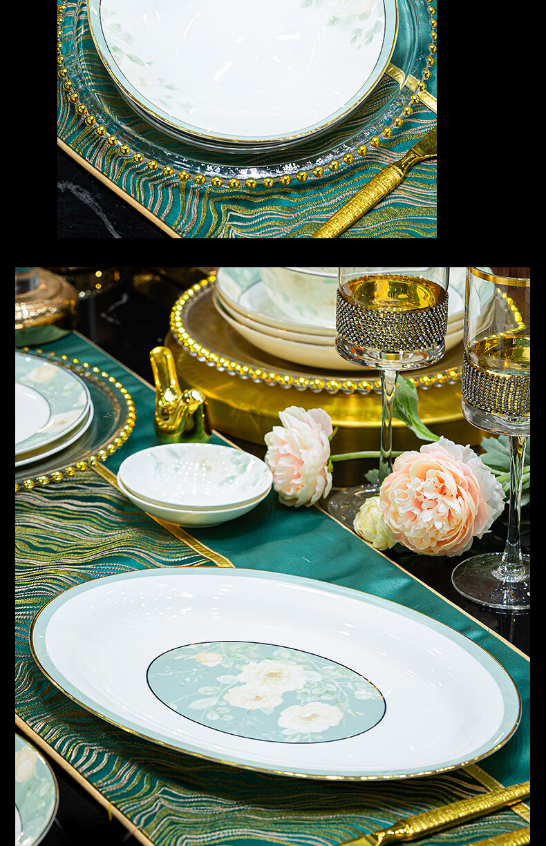 Ciliwanjia Tableware Set, Complete Chinese High-End Ceramic Bowls And Plates, Housewarming Bowl And Chopsticks Set, 58-Piece Premium Gift Box 8