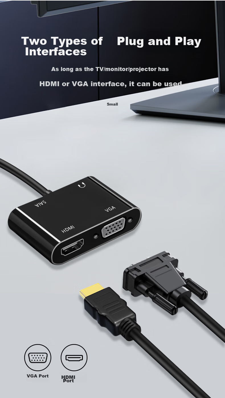 Beishanque DVI to HDMI+VGA Converter with Audio, DVI 24+1 Splitter Screen Expander for Dual Monitor Extension, One Input Two Outputs for Main Computer to TV Projection, BSQ-32 3