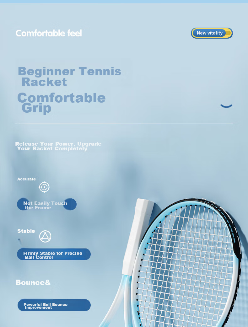 PINJIAN Tennis Training Device with Rope, Single Player Practice with Rebound, Self-Training Tool for Beginners And College Students, Single Tennis Racket 7