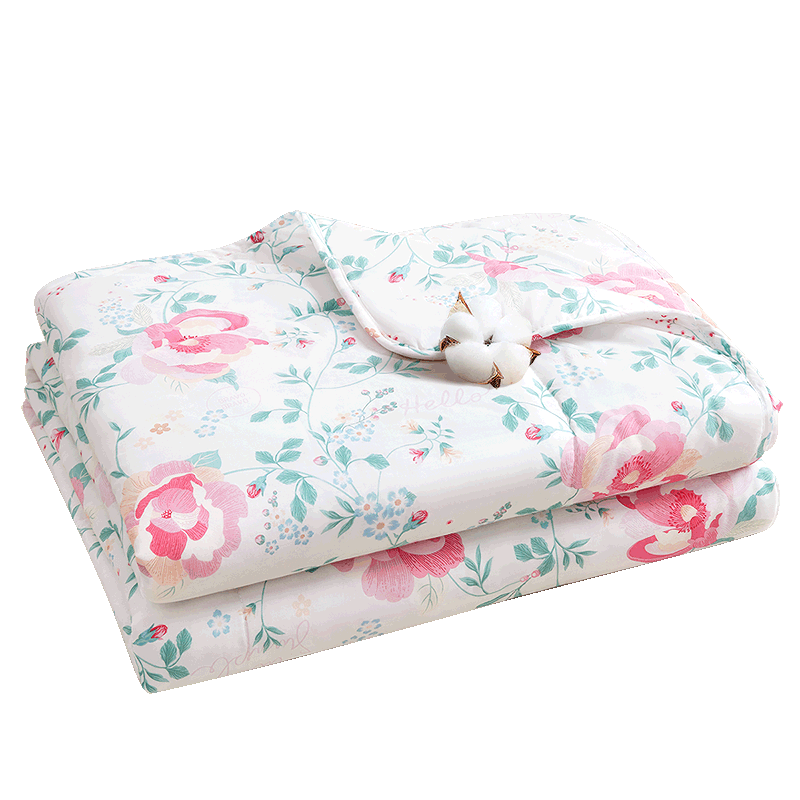 Bravo Fuanna Spring Song Fiber Quilt, Pure Cotton Fabric Air Conditioning Quilt Summer Quilt, 2.8 Jin, 203*229cm, Gree