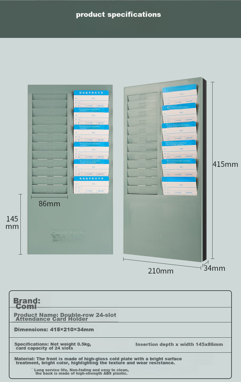 Kemi (Comet) 24KJ Plastic Attendance Rack, Paper Card Attendance Machine with 24 Card Slots, Attendance Clock, Punch-In Machine, Time Card Holder 2