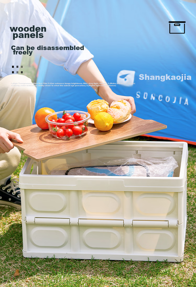 Suncojia Camping Multi-Functional Storage Box, Foldable Car Trunk Organizer with Wheels for Outdoor Picnics And Travel 2