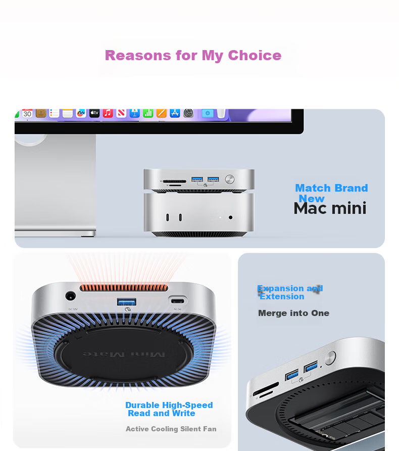 ORICO 8TB Portable SSD Compatible with Mac Mini M6/M4, Expansion Dock MiniMate External Hard Drive, 40Gbps High-Speed Storage, Heat Dissipation Base M4Ultra 3