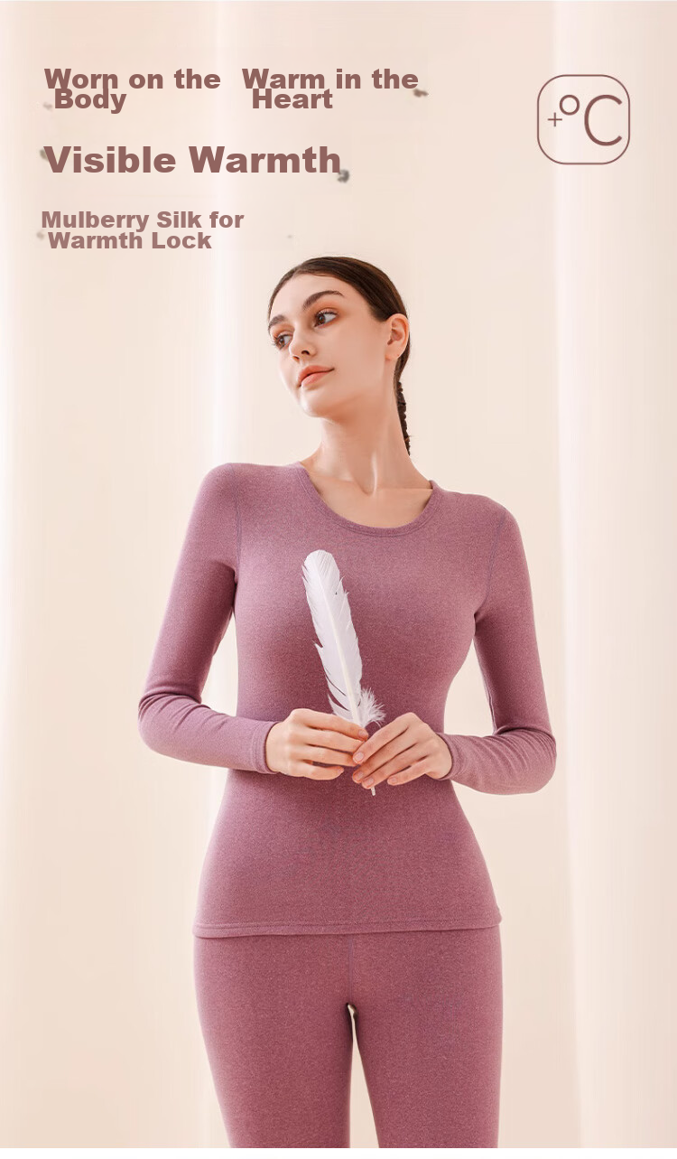 XUEXIMAN Women's Thermal Underwear Set, Cashmere And Silk Autumn Top And Pants, Winter Cold-Proof Fleece-Lined Base Layer Set, 3XL 8