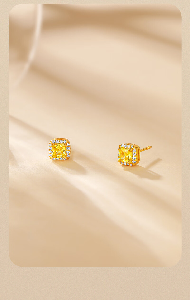Jinliufu Auspicious S925 Sterling Silver Stud Earrings Women's Sparkling Small Square Sugar High-End Jewelry Gift for Girlfriend 4