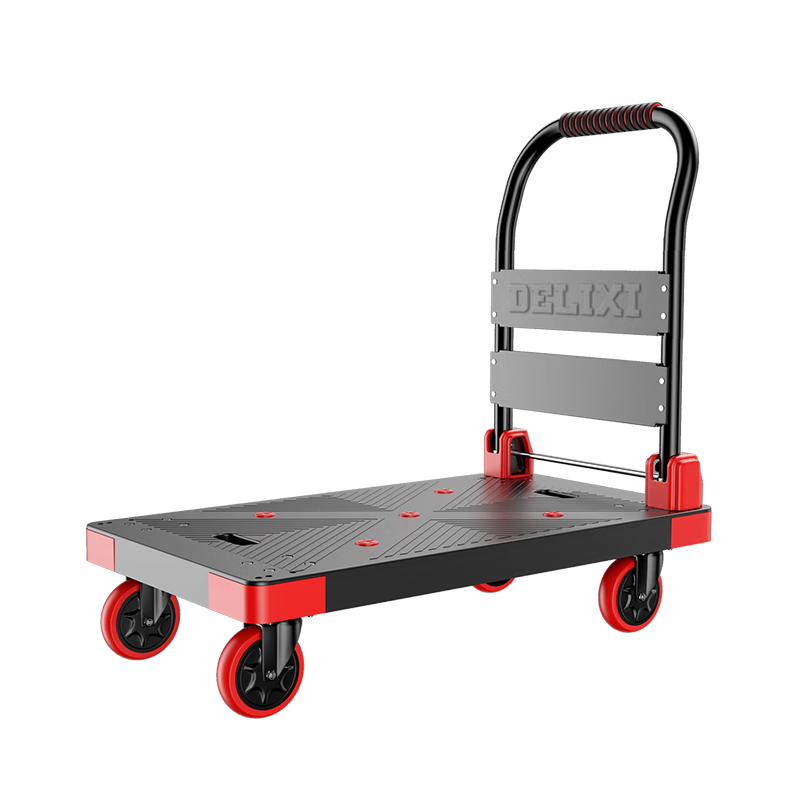 DELIXI Folding Portable Silent Hand Cart Lightweight Flatbed Trolley Household Cargo Cart 1400kg Capacity