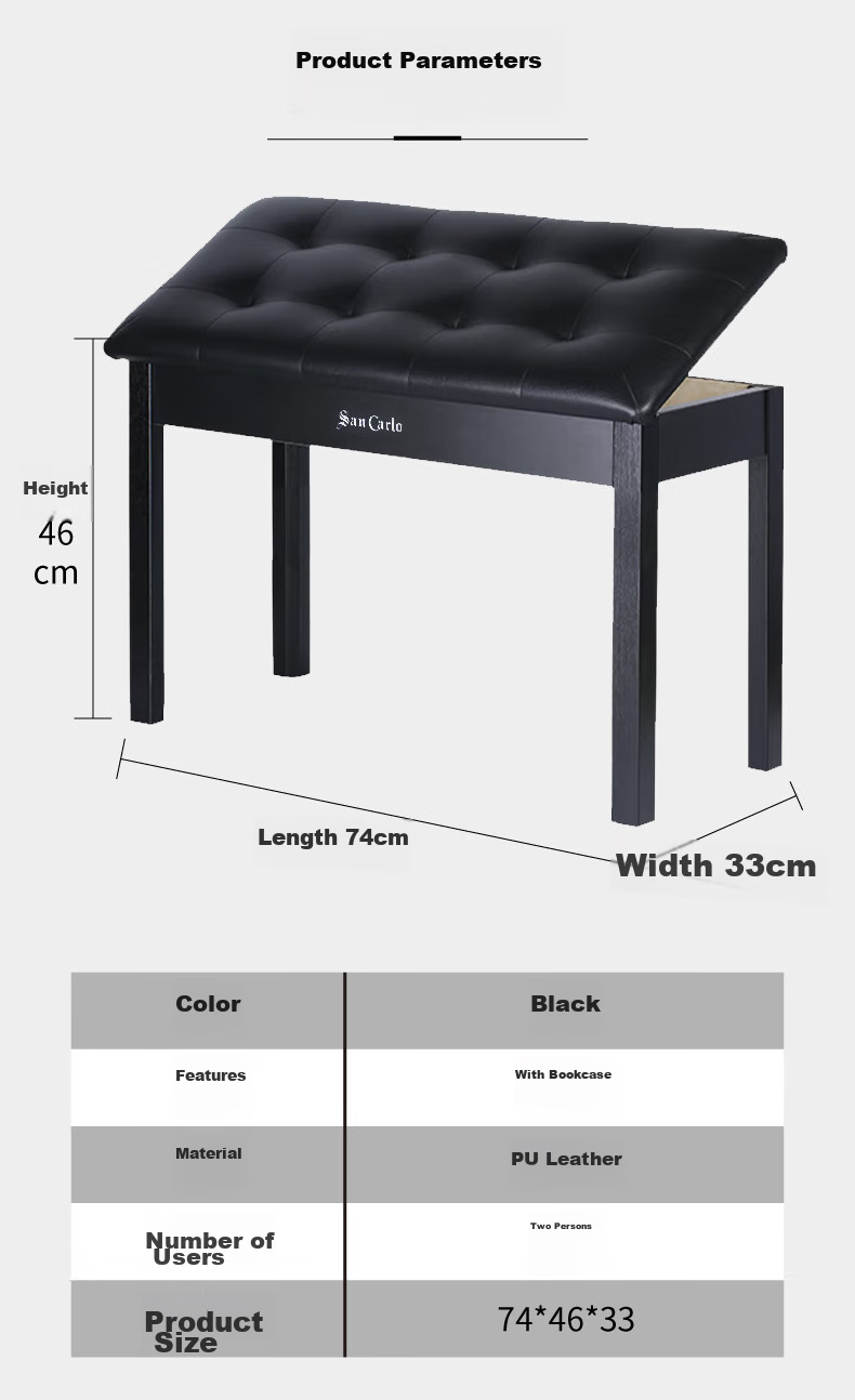 San Carlo Double-Person Bookcase Bench, Digital Piano, Electronic Keyboard, Guzheng Universal Model, Black Gift Package Versio 8