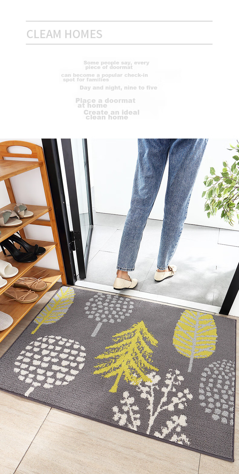 Dajiang Entrance Mat, Doormat, Polypropylene, Red Festive, Foyer Doorway Mat, Indoor Entrance Mat, 80x110cm, Leaf Patter 13