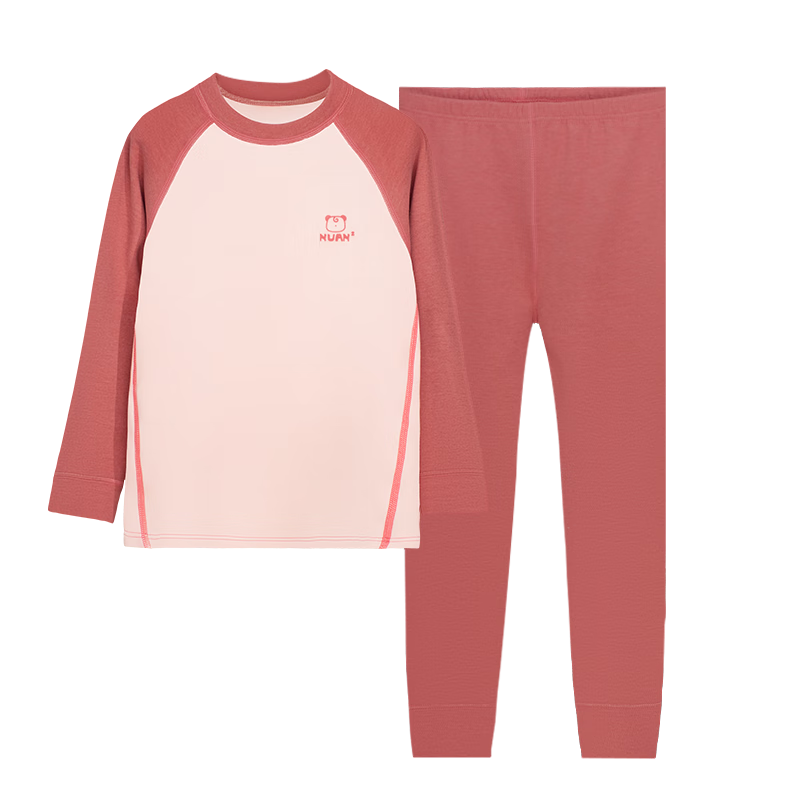 YUZHAOLIN Kids Thermal Underwear Set Boys Girls Autumn Long Johns Thickened Mid-Neck Cream Pink Size 150