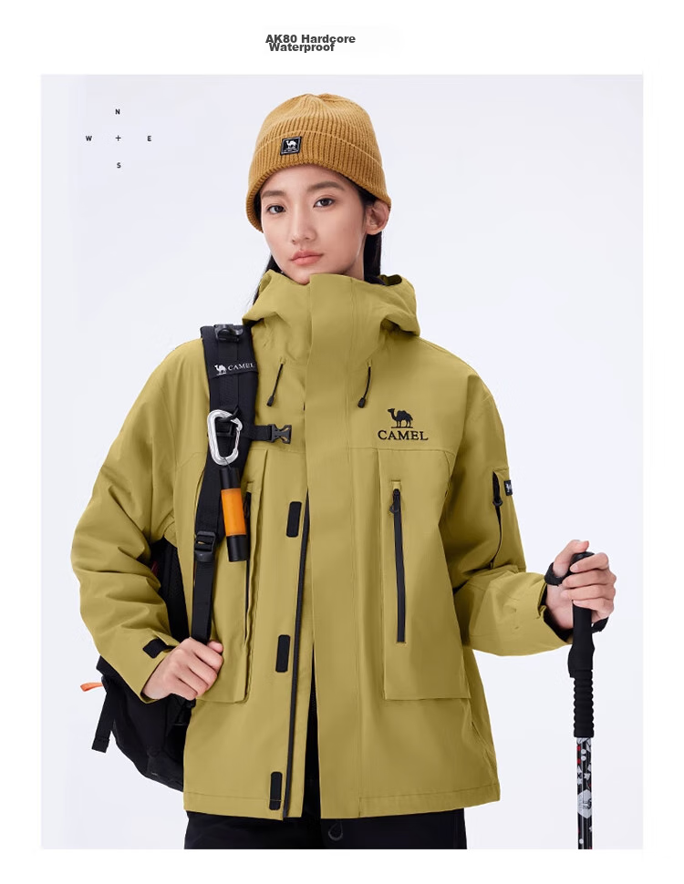 CAMEL Outdoor Jacket Three-In Unisex Coat, Heavy Rain-Resistant Waterproof Windproof Mountaineering Wear A34CA18673 25