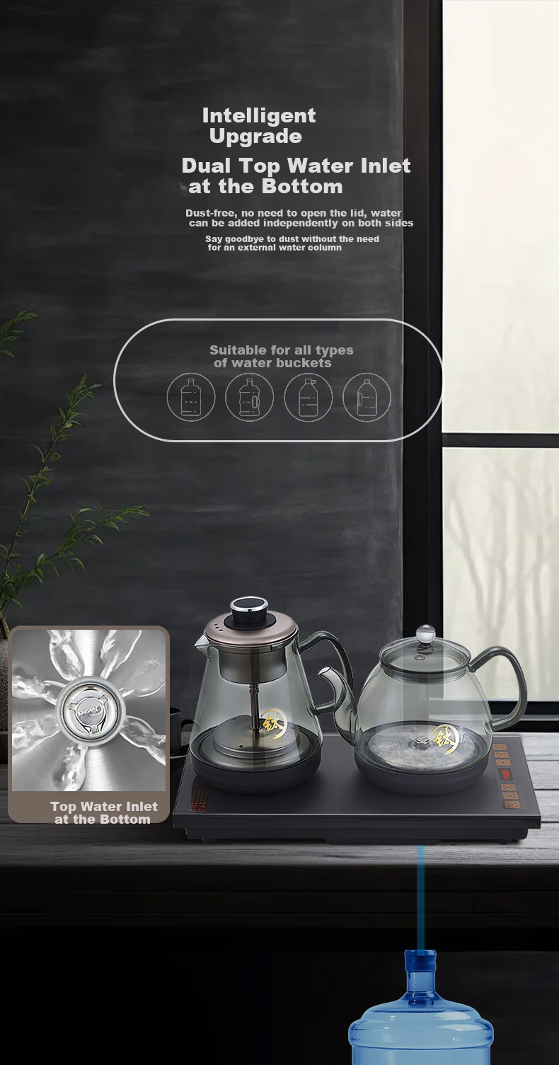 AUCMA Pure Titanium Fully Automatic Water-Boiling Electric Kettle, Tea Table Kettle, Built-In All-In Machine, Electric Teapot, Tea Set, Electric Tea Stove Set, Pure Titanium Double Kettle Steaming And Brewing Tea Model F22 4