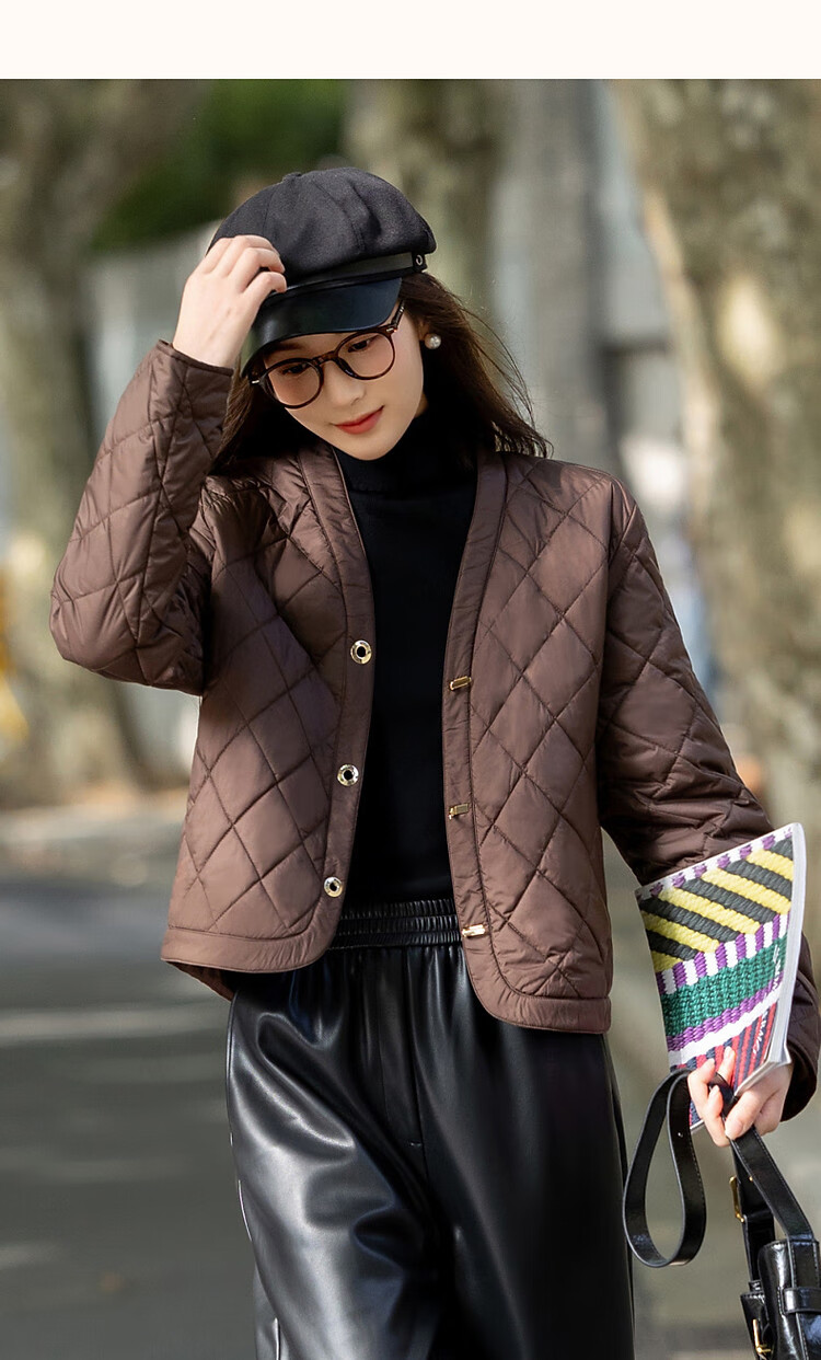 Dme [Laoqian Yinxiang] Winter Luxury Matte Light Luxury 400T Spring Yarn Diamond-Quilted Women's Cotton Jacket 15