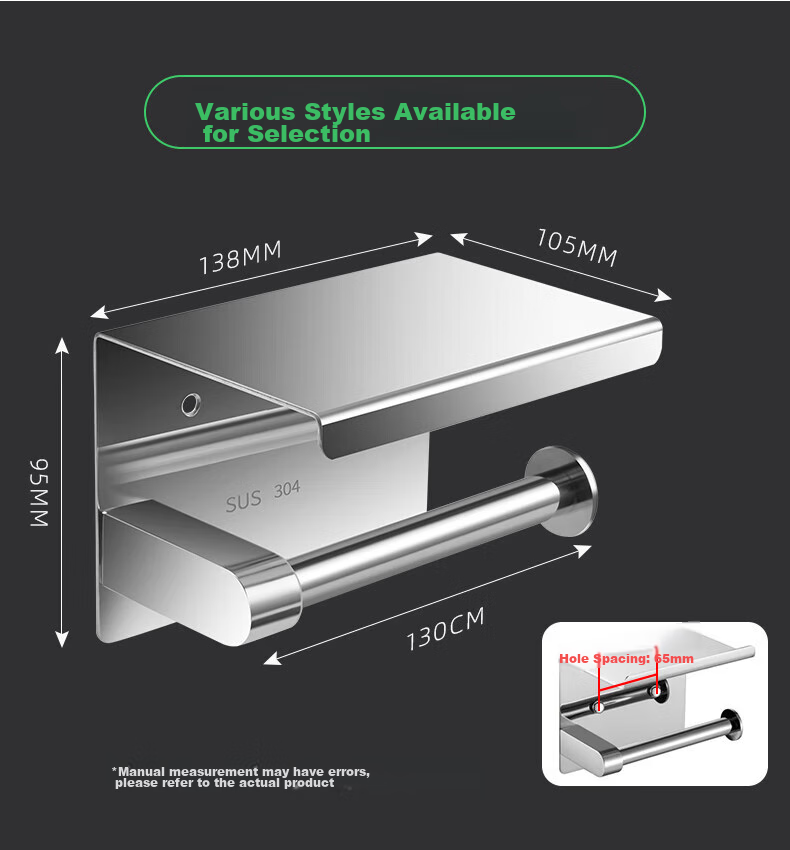 KEGOO Bathroom Toilet Paper Holder with Storage Shelf, Toilet Tissue Box, 304 Stainless Steel K220817 5