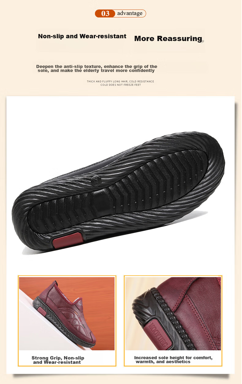Ankang Old Beijing Cloth Shoes for Women, Winter Fleece-Lined Warm Middle-Aged And Elderly Mom Cotton Shoes Soft Sole 78977 Red 35 8