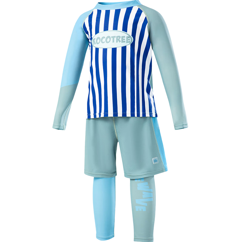 Kocotree Children's Swimsuit Set, Girls' Two-Piece Swimwear, Class A Boys' And Girls' Long-Sleeve Sun Protection Swimwear for Older Childre