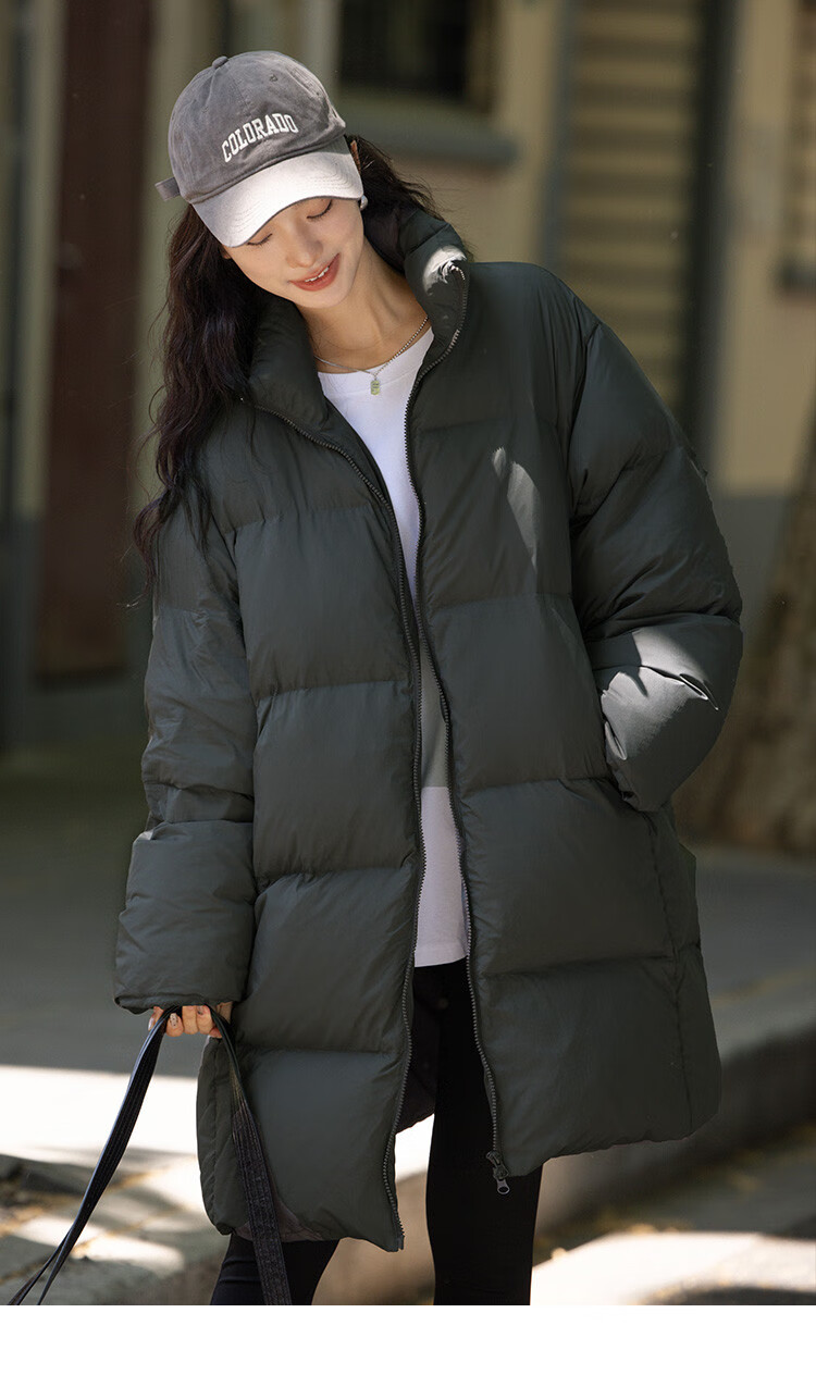 Dme [Tianhuai Color Simple Style] Winter Cool Stand-Collar Zipper Mid-Length down Jacket for Wome 12