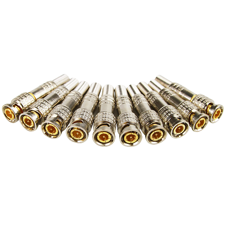 COMPCCTV Solderless BNC Connector Copper Core, Security Monitoring Accessories, Analog Camera Coaxial Video Cable Connector Q9 Head SMT-BNC/Q9