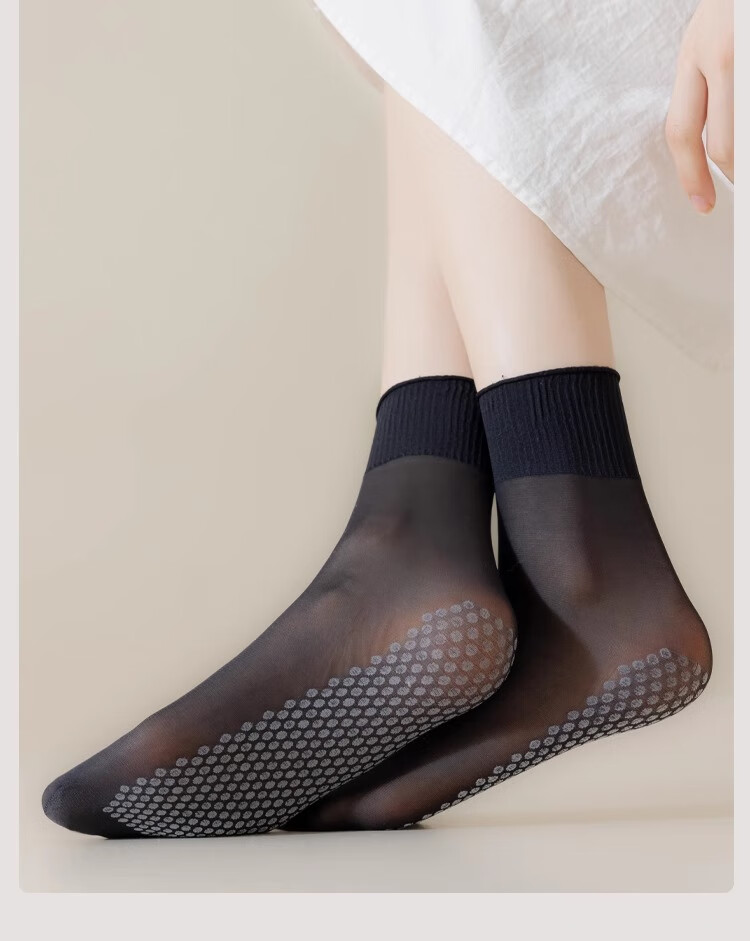 LangSha Silk Stockings, 10 Pairs, Women's Spring And Summer Thin Style, Durable, Anti-Snagging, Nude Color Cotton Sole, Non-Slip Mid-Calf Women's Socks 14
