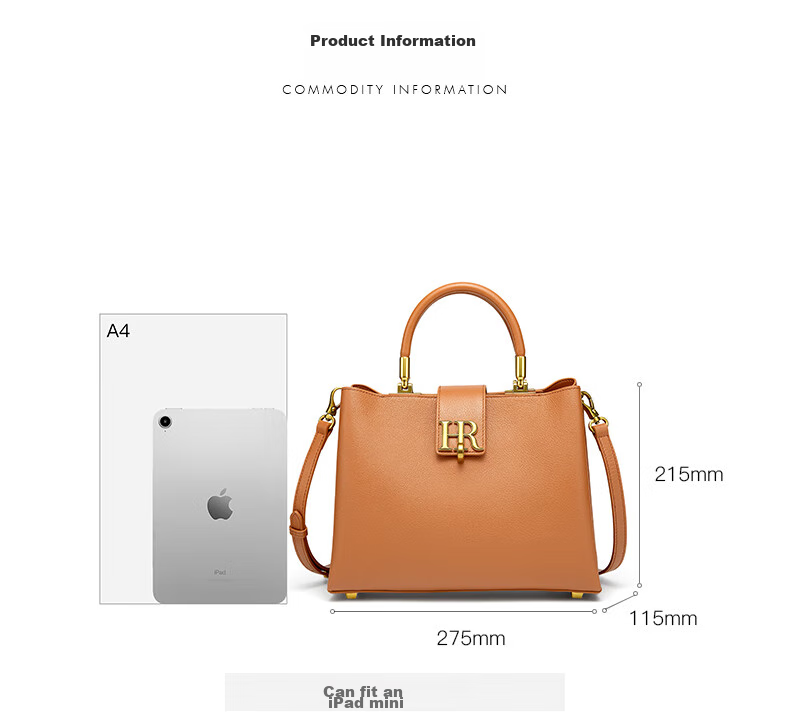 HR Handbag, Women's Bag, Meilade Top-Grain Leather Tote Bag, Work Commute Crossbody Bag, Birthday Gift for Wome 12