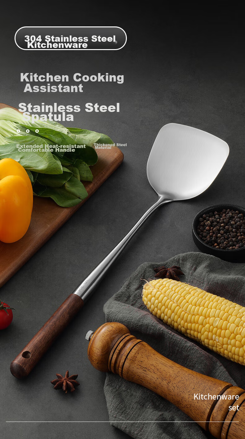 Bayco Stainless Steel Mushroom-Shaped Spatula, Cooking Spatula, Kitchen Heat-Resistant, Extended Handle for Home Use, BC10671 1