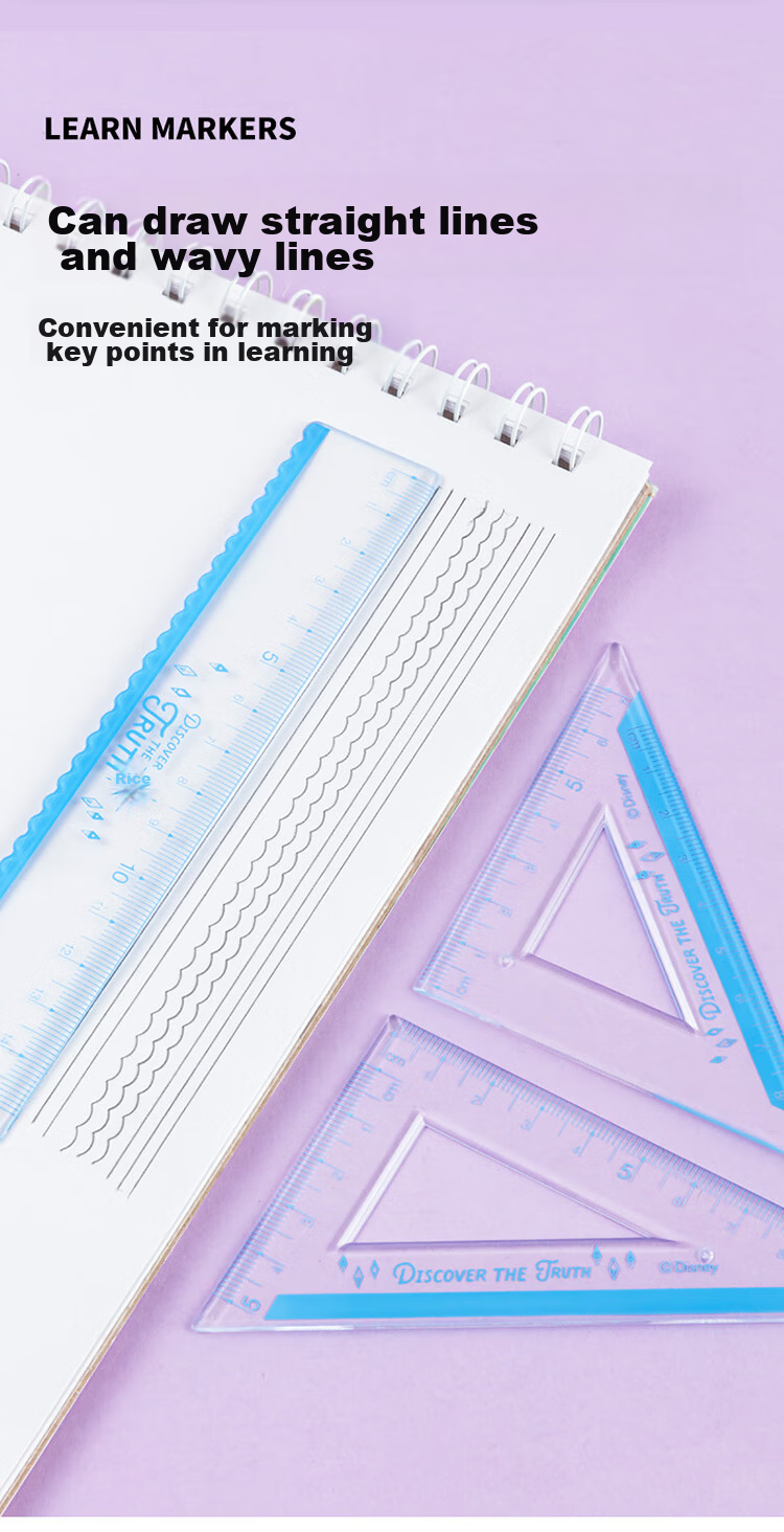 Disney Student Ruler Set with Straight Ruler, Triangle Ruler And Protractor Combination Pack Children's Exam Drawing Stationery Ruler Set Spider-Ma 8