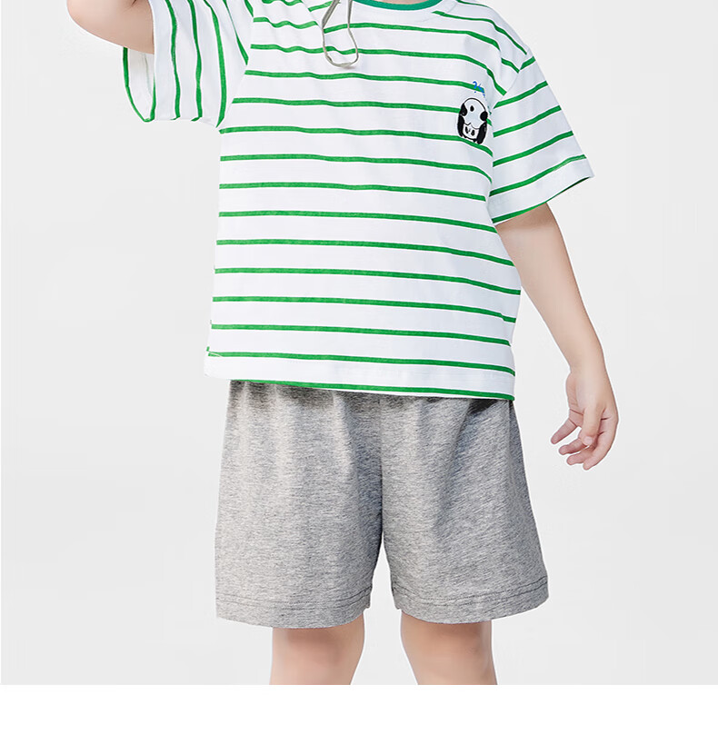 Minimumuwu Children's Short-Sleeve Outfit, Summer 2026 New Style, Boys' Pure Cotton Top, Girls' Round Neck Short-Sleeve Shorts Set 6