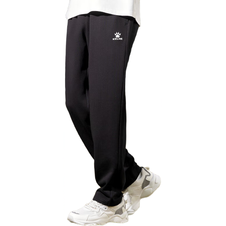 KELME Men's Sports Pants, Spring And Summer New Style, Casual Fit Straight-Leg Knit Trousers, Black Color [Straight Fit], Size S